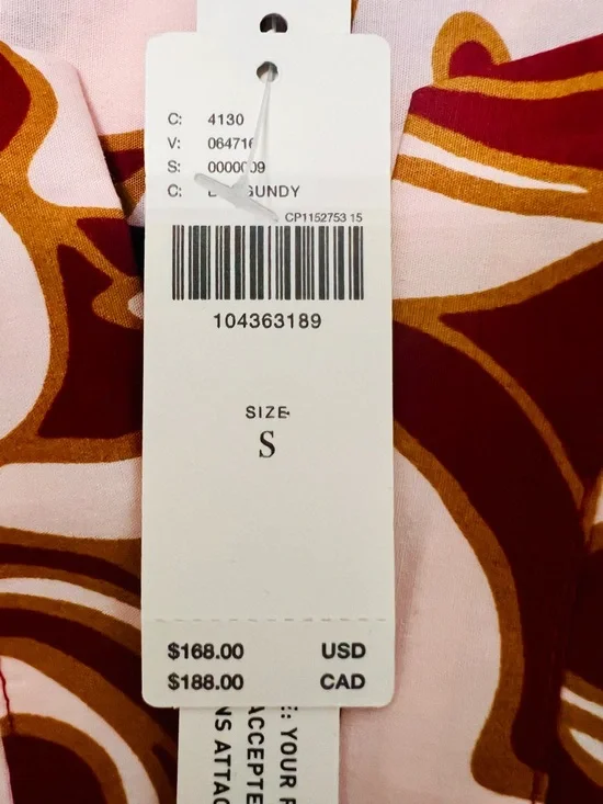 NWT Anthropologie Maeve Tiered Maxi Dress Burgundy Boho Smocked Waist Size S - Picture 5 of 6